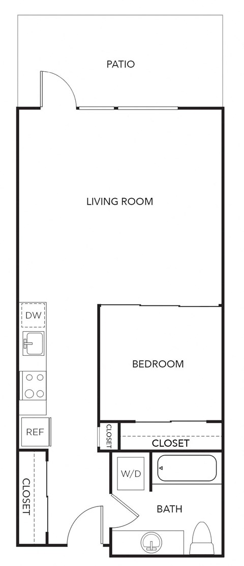 a floor plan of a small house with a bedroom and a living room